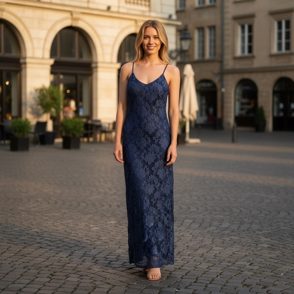 Jessica McClintock Blue Lace Gown